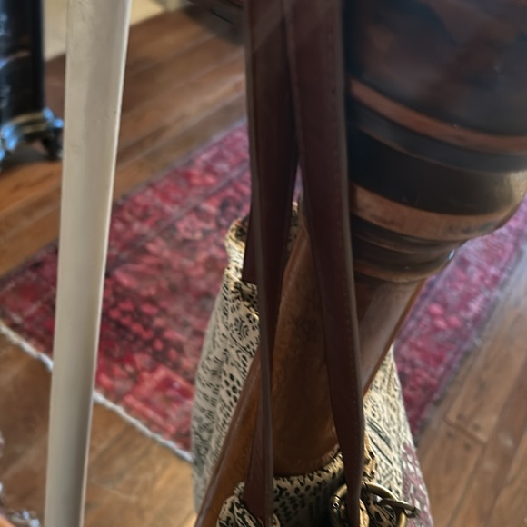 Lucky Brand Vintage Cotton & Linen Blend Tote Bag w Leather straps - Picture 4 of 11